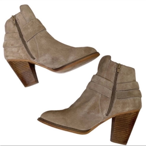 SOLE SOCIETY Rumi Taupe Suede Leather Booties size 8 - Picture 10 of 13